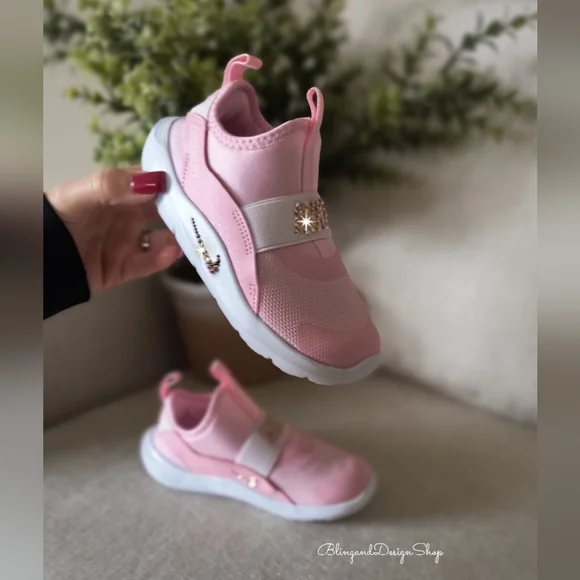 Bling Nike Flex Runner 4 Baby Toddler Girl Shoes Pink Customized Nikes With Gold